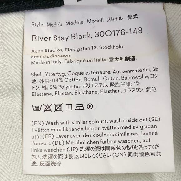 34 River Stay Black Twill Cotton Blend Tapered Slim Five Pockets Jeans - Picture 6 of 6